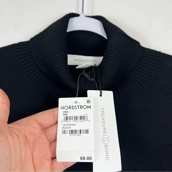 TREASURE & BOND Turtleneck Dropped Shoulder Sweater in Black Size XXS NWT - Picture 5 of 10
